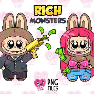 Imágenes prediseñadas de monstruos lindos y ricos, imágenes prediseñadas de amigos monstruos lindos, regalos de fiesta de cumpleaños para niños, fiesta de cumpleaños, monstruos divertidos, imágenes prediseñadas de glamour png