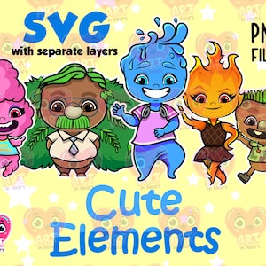 Niedliche Elemente bündeln, beste Freunde Clipart, Magische Freunde Clipart, Süße Freunde Clipart, Kinder Geburtstag Gastgeschenke, Märchen Clipart