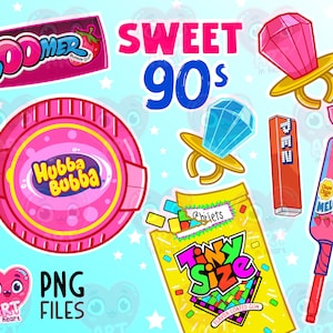 Sweet 90s bundle, 90s lover, 90s candy clipart, 90s party bundle, Nostalgia, retro clipart, vintage, retro 90s party, 90s candy bundle