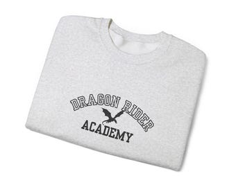 Dragon Rider Academy Sweatshirt, Fantasy Embroidered Crewneck, Bookish Dark Academia Sweater, Cozy Reader Gift, Dragon Lover Apparel