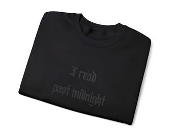 Dark Romance Embroidered Sweatshirt, I Read Past Midnight, Cozy Bookish Crewneck, Goth Reader Gift
