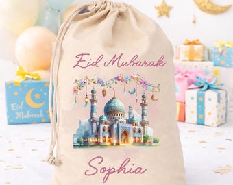 Personalised Eid Sack | Eid Mubarak Gift Bag | Eid gift sack for kids | Custom name Eid sack | Eid Mubarak gift bag | Reusable Eid gift bag