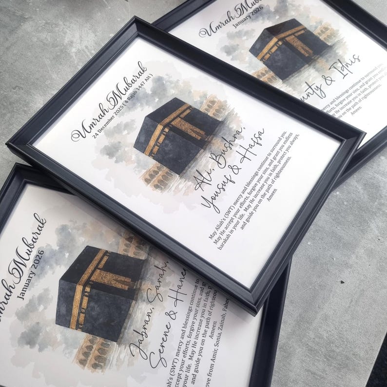Personalised Umrah & Hajj Mubarak Frame | Custom Islamic Gift | Hajj Pilgrimage Gift | Custom Name and Date Print | Spiritual Keepsake image 6