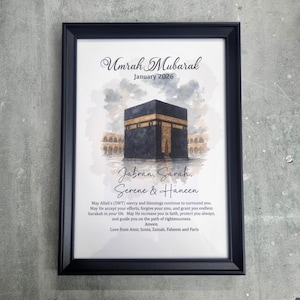Personalised Umrah & Hajj Mubarak Frame | Custom Islamic Gift | Hajj Pilgrimage Gift | Custom Name and Date Print | Spiritual Keepsake image 4