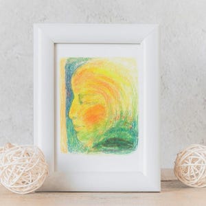 Warten auf den Sonnenaufgang. PDF für den Druck eines A5 Posters. Trockene Pastellmalerei. Waldorfkunst. Frühlingsmalerei