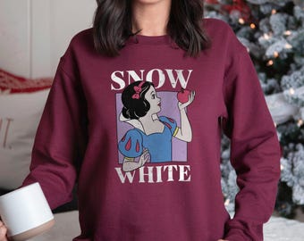Vintage Snow White Sweatshirt, Just One Bite Sweatshirt, Princess Snow White Portrait Crewneck, Disney Princess Hoodie 282485