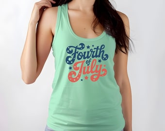 Camiseta sin mangas del 4 de julio: Diseño gráfico de viaje familiar, espalda deportiva 285560