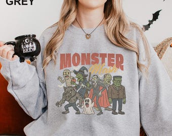 Retro Halloween Monster Mash Sweatshirt, Halloween Monster Mash Hoodie, Vintage Halloween Hoodie, Monster Halloween Crewneck 283838