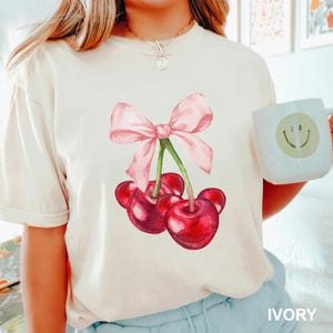 Cherry Shirt, Comfort Colors, Valentines Day Cherry Shirt, Disney Coquette Baby Tee, Valentines Day Gifts, Gift For Woman 282857