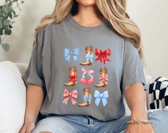Coquette Cowboy Shirt, Comfort Colors, Western Cowgirl Shirt, Country Girl Shirt, Cowboy Boots Shirt, Cowgirl Shirt, Bow Shirt 283308