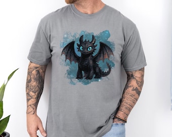 Comfort Colors How to Train Your Dragon Shirt: Toothless Night Fury Watercolor 283397