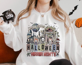 Vintage Universal Studios Halloween Horror Nights Sweatshirt, Horror Characters Halloween Hoodie, Universal Studios Crewneck 283846