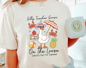 Camiseta "Ganso de la maestra" suelta, colores cómodos, camiseta de verano para maestros, camiseta de agradecimiento para maestros, camiseta de graduación, regalo para maestros 283192