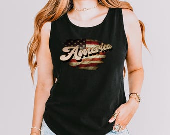 American Flag Tank Top: Summer Vacation Graphic Racerback 285550