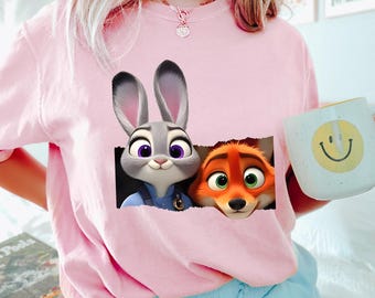 Disney Zootopia Shirt, Comfort Colors, Judy Hopps Shirt, Nick Wilde Shirt, Retro Zootropolis Disney Shirt, Zootopia Fox And Bunny Tee 284497