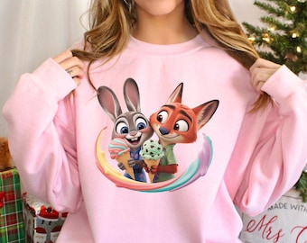 Disney Zootopia Sweatshirt, Nick Wilde and Judy Hopps Hoodie, Zootopia Ice Cream Disney Hoodie, Welcome To Zootopia Disney Crewneck 283859