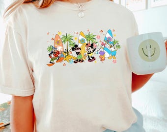 Camiseta playera de Mickey y sus amigos, Comfort Colors, camiseta de surf de Disney, camiseta Disney Summer Vibes, camiseta de vacaciones de verano de Disney 282897