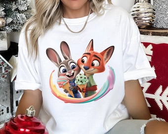 Disney Zootopia Shirt, Comfort Colors, Nick Wilde and Judy Hopps Shirt,Zootopia Ice Cream Disney Shirt,Welcome To Zootopia Disney Tee 283859