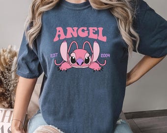 Cute Angel Shirt, Comfort Colors, Disney Angel Est 2004 Shirt, Floral Stich Angel Shirt, Disneyland Trip Shirts, Girly Disney Shirt 283917
