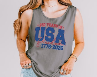 Camiseta sin mangas "250 años de libertad": diseño de vacaciones de verano con espalda deportiva 285479