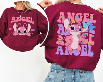 Disney Angel Est 2004 Sweatshirt, Cute Angel Sweatshirt, Floral Stich Angel Hoodie, Disneyland Trip Hoodie, Girly Disney Crewneck 283915