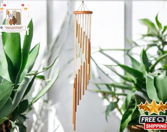 Tube Musical Wind Chime | Gold & Silver Bells Decor | Indoor and Outdoor Hanging Ornament | Living Room Accent | Coffee Shop Decoration