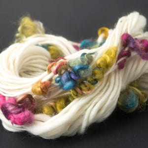 Happy: handspun tailspun yarn loongwool, bulky, 20 yards / hand painted hand dyed handpainted hand spun image 3