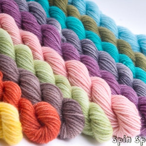 Sock Yarn, Mini Skeins, Stripes and Rainbow, SW Merino, 55 yards, 15g, Spin's choice of 11 mini skeins image 4