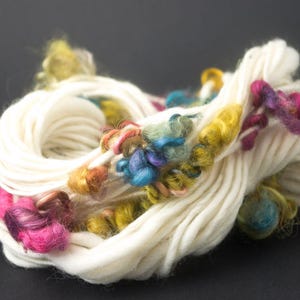 Happy: handspun tailspun yarn loongwool, bulky, 20 yards / hand painted hand dyed handpainted hand spun image 1