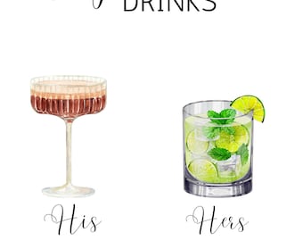 Espresso Martini and Mojito Wedding Bar Speciality Drink Sign