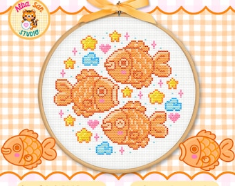 Taiyaki Fish Cross Stitch Pattern: Kawaii Japanese Embroidery (PDF Pattern)