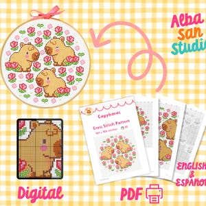 Korsstygnsmönster med kapybara: Kawaii djurbroderi (PDF-nedladdning) bild 2