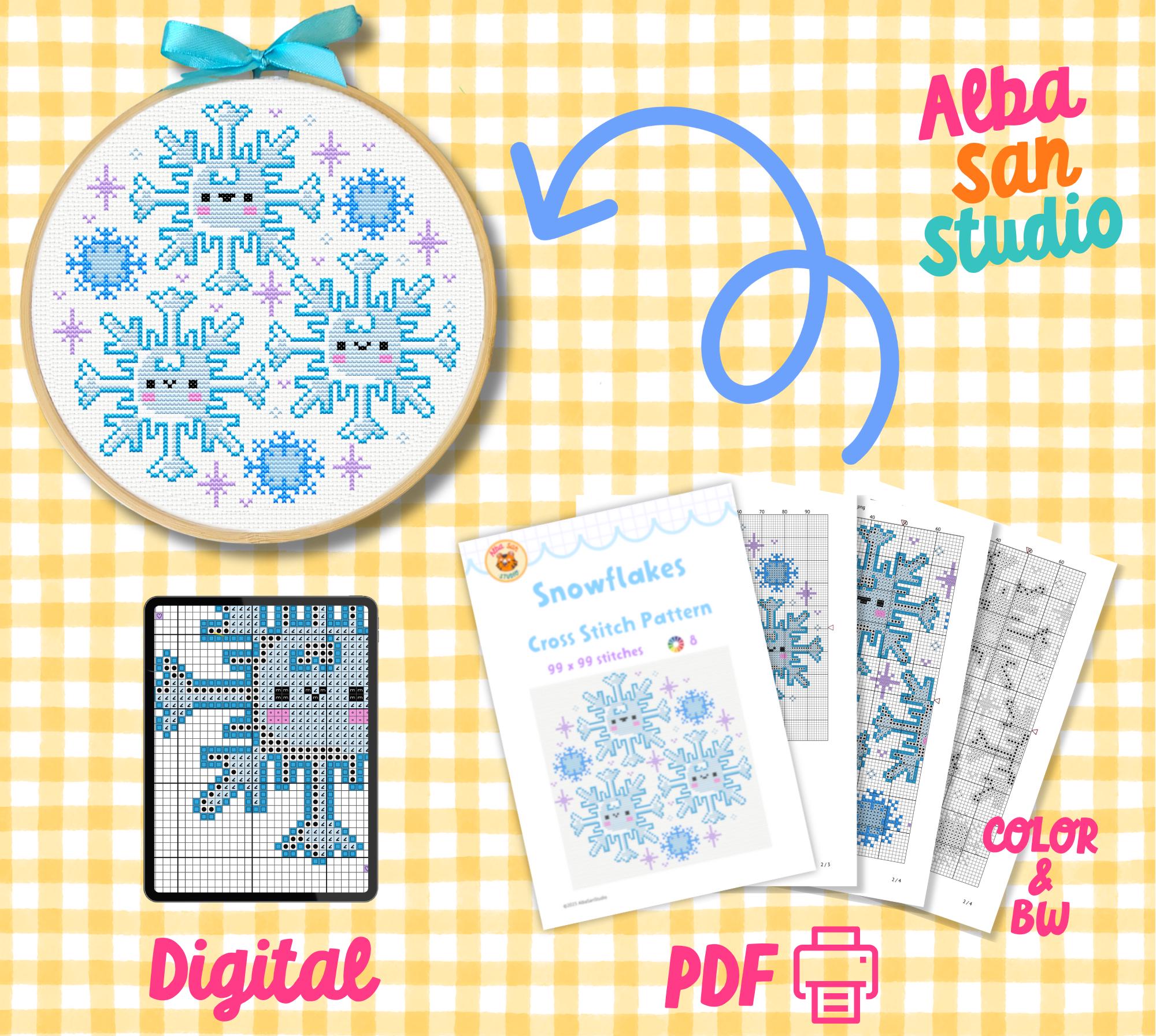 Snowflake Cross Stitch Pattern PDF - Winter Embroidery Chart - DIY ...