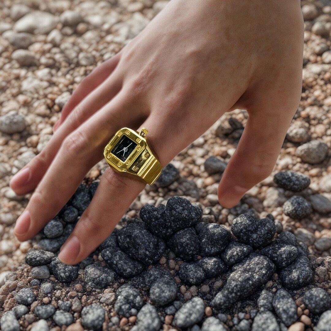 Gold Vintage Finger Ring Uhr, verstellbare goldfarbene Quarz