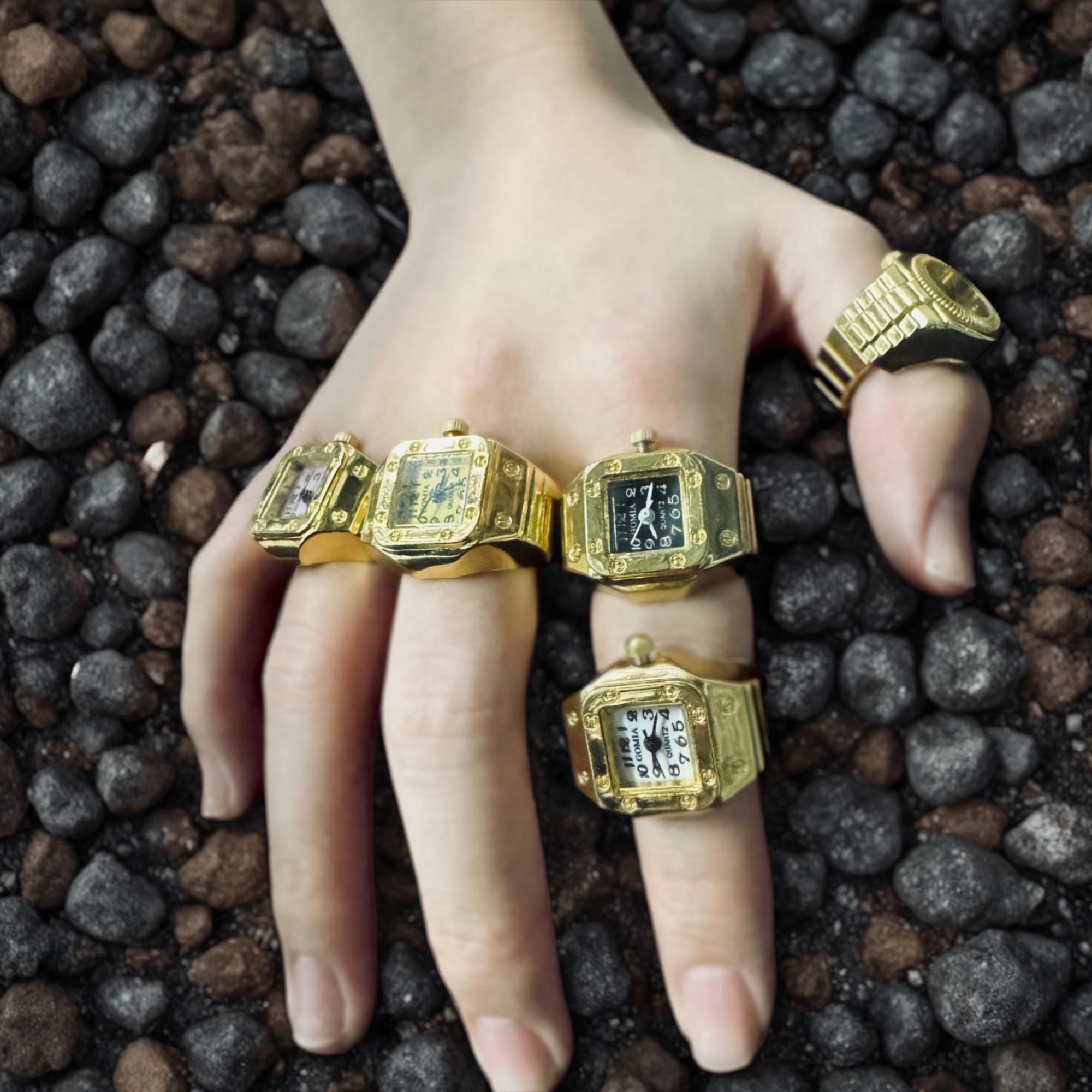 Gold Watch Ring – Adjustable Vintage Inspired Timepiece Jewelry Timeless Ring Watch | Jewelry & Timepiece main image 4