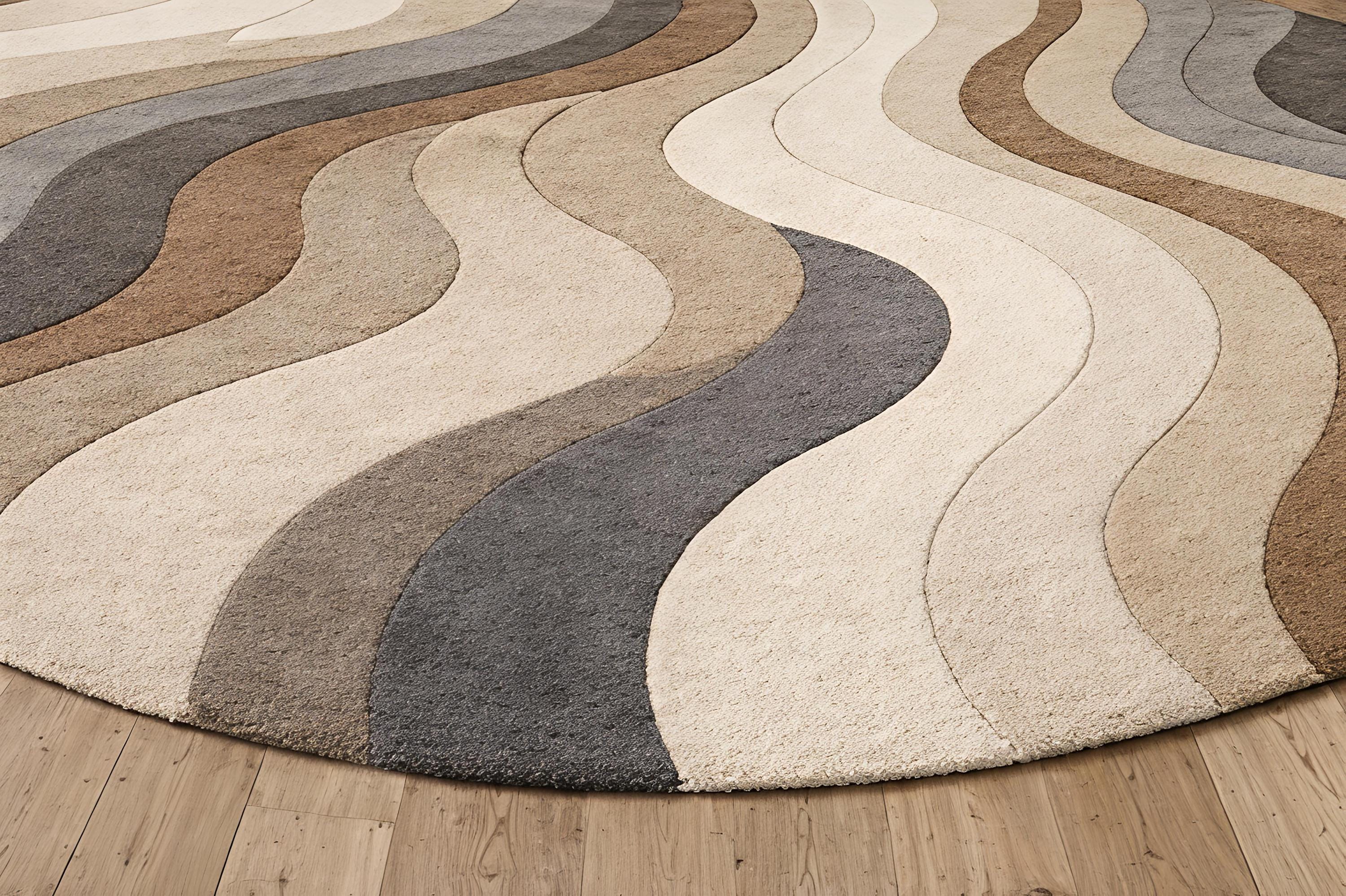 Wavy Long Rug Hand Tufted Round Wool Rug, Modern Wavy Abstract Design - Etsy