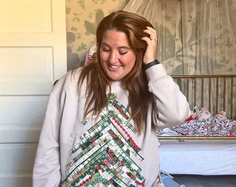 Christmas Tree Quilt Patchwork Sweatshirt