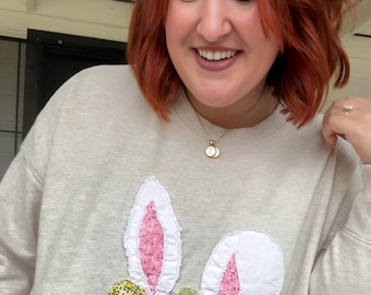 Quilted Easter Bunny and Eggs Appliqué Digital PDF Printable Pattern