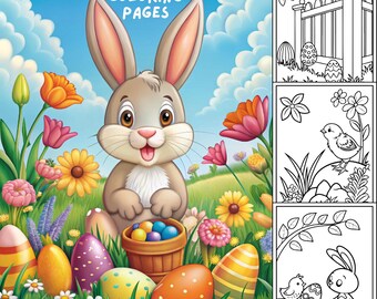 Cute Easter Corner Coloring Pages for Kids - Fun Activities, Printable Art, Easter Crafts, Creative Kids Gifts