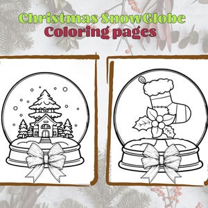Snow Globe Coloring Pages | Fun Christmas Activities for Kids & Adults | Printable Art | Holiday Craft Supplies