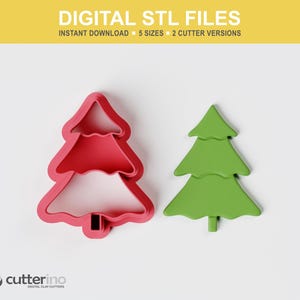 Christmas Tree Polymer Clay Cutter STL | 5 Sizes | 2 Cutter Versions | STL File for 3D Printing