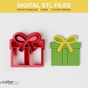 Christmas Present Polymer Clay Cutter STL | 5 Sizes | 2 Cutter Versions | STL File for 3D Printing