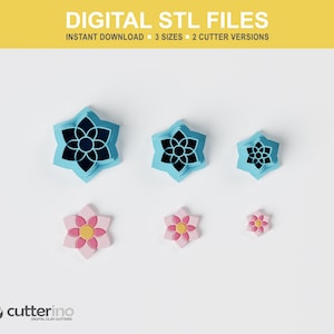 Polymer Clay Cutter STL | Minicutter Flower | 3 Sizes | 2 Cutter Versions | STL File for 3D Printing