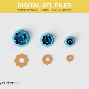 Polymer Clay Cutter STL | Minicutter Flower | 3 Sizes | 2 Cutter Versions | STL File for 3D Printing