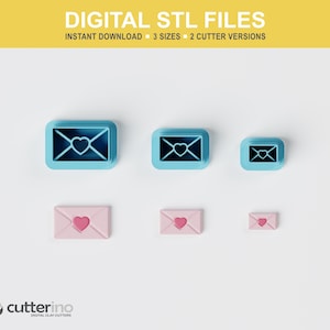 Polymer Clay Cutter STL | Minicutter Dear Envelope | 3 Sizes | 2 Cutter Versions | STL File for 3D Printing