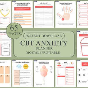 Digital CBT Workbook Journal, Stress Anxiety Worksheet, Cognitive Behavior Therapy, Mental Health Journal, Self-Healing, Mental Disorder