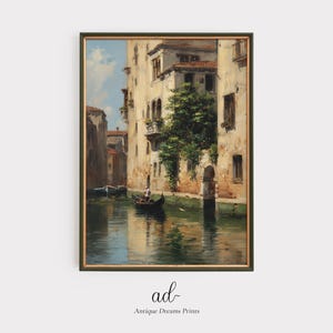 Printable Venice Canals, Vintage Portrait Oil Painting, Venice Italy Canals, Wall Art, Digital Download