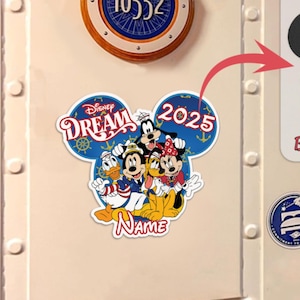 Personalized Disney Cruise Magnet,  Disney Porthole Magnet, Mickey & Friends Cruise Ship Stateroom Door, Disney Cruise Line Magnets