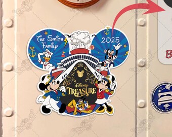 Spersonalizowany magnes na statek wycieczkowy Disney, magnes na iluminator Disney, drzwi kabiny na statek wycieczkowy Mickey & Friends, magnesy na linię rejsową Disney