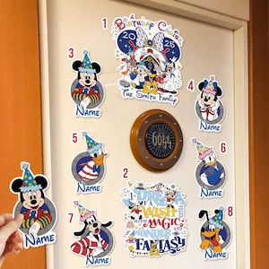 Imán de crucero de cumpleaños personalizado de Mickey y sus amigos, imán de puerta de crucero de Disney, imán de puerta de crucero de cumpleaños, decoración de puerta de camarote, DCL